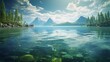 Captivating wide angle view of a serene, magical lake, an enchanting natural wonder

