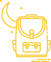 Poster - Digital png illustration of yellow moon and backpack with copy space on transparent background