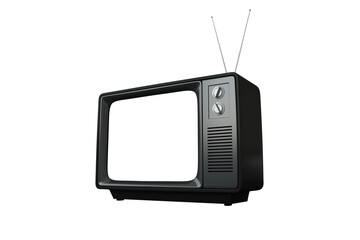 Poster - Digital png illustration of black tv set with copy space on transparent background