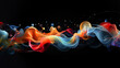 Leinwandbild Motiv Leuchtfarbenes Hintergrundmotiv in einzigartigen Design mit vielen bunten Farben als Explosion im Querformat für Banner, ai generativ