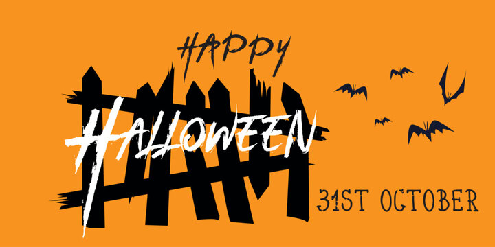 Happy Halloween text banner, vector