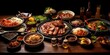 illustration of Korean food on a table, generative AI