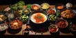 illustration of Korean food on a table, generative AI
