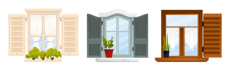 Sticker - Vintage Balcony Window Icon Set