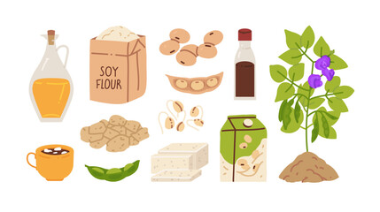 Wall Mural - Soy Products Icon Set