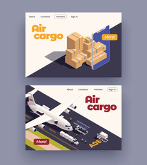 Wall Mural - Air Craft Isometric Banner Set