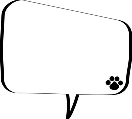 Black and white animal pet paw speech bubble balloon icon sticker memo keyword planner text box banner, flat png transparent element design