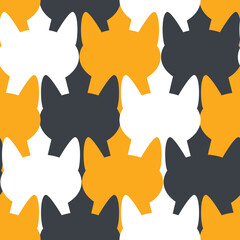 Canvas Print - Silhouettes of black, white and ginger cats' heads create a cute modern abstract seamless pet pattern for textiles. 