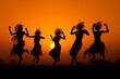 © Christian - Multiple African tribal dancers, silhouetted against an orange sunset, leap in unison, their movement blurred and ethereal in long exposure, creating a sense of collective energy