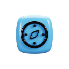 Fototapete - Compass icon on 3d rendering. User interface icon concept