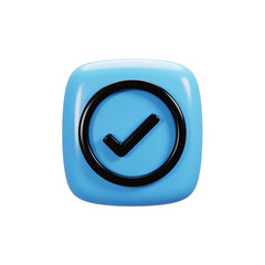 Fototapete - Check icon on 3d rendering. User interface icon concept