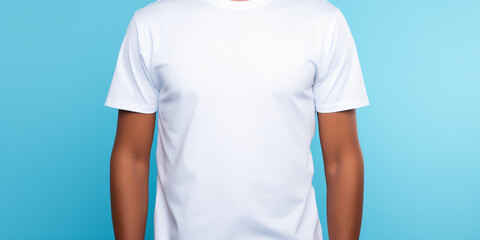 man wearing bella canvas white shirt mockup display logo