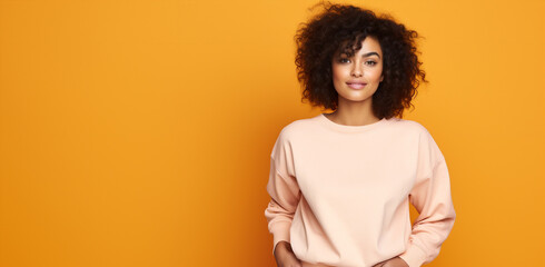 woman wearing sweatshirt mockup for display logo