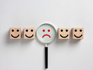 Customer dissatisfaction or unhappy client or user. Customer satisfaction. Service or product rating.