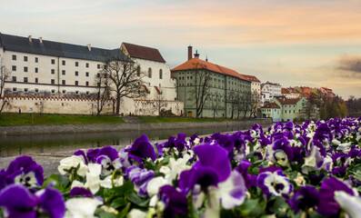 Wall Mural - View to castle over the Otava river located in the town of Pisek