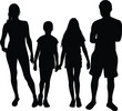 Family silhouettes in nature. vector work.	