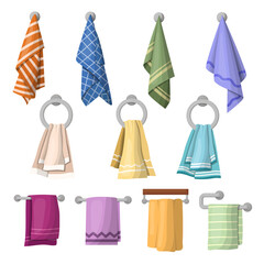 A set of hand towels, kitchen towels. Vector illustration