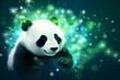panda with a background of glowing lights