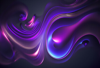 Wall Mural - Neon wave abstract background purple fluid curve