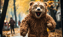 Unbearably Cute: Person Dressed In Bear Costume For Halloween Party
