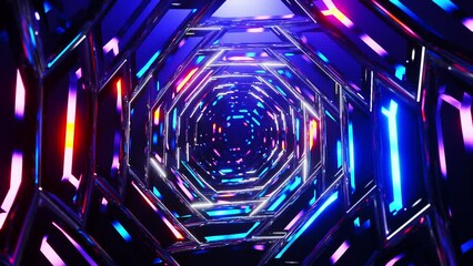 Sticker - Very colorful and futuristic looking tunnel with lights coming from it. Infinitely looped animation.