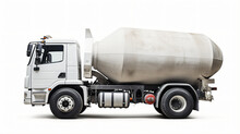 White Cement Truck With White Background