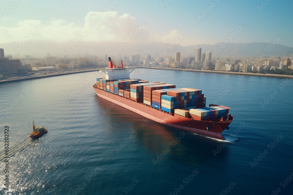 Container Arrival container vessel,container ship is arriving at port , Logistic business ...