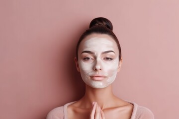 Woman in mask on face in spa beauty salon whit tighten skin ,Generative AI.