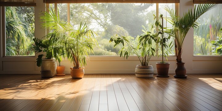 Properly maintained bamboo flooring with sunlight streaming in