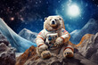 bear astronaut space background