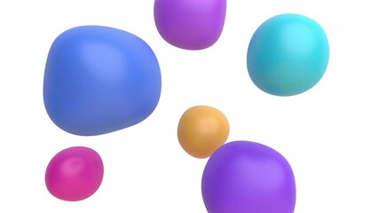 Poster - Abstract 3d render, animation of colorful bubbles, 4k seamless looped video