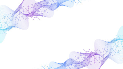 Poster - Molecular abstract structure background. Scientific illustration with molecule DNA. Medical, science and technology concept for banner template or header.