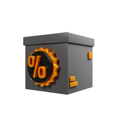 Poster - Delivery box with discount badge on 3d rendering. Discount delivery icon concept