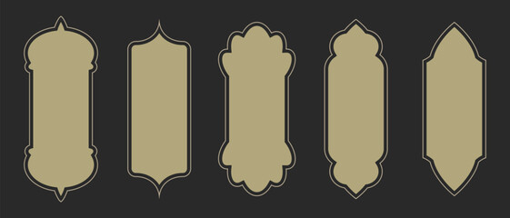 Wall Mural - Islamic, arab vector line window icon set