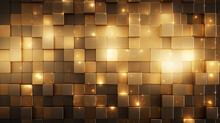 Abstract Gold Geometric Background. Gold 3d Structure And Square Cubes Background.