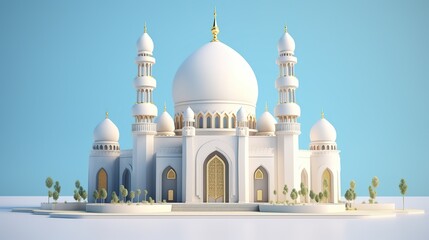 Mosque building with cartoon style. AI generated image