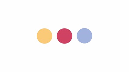 Poster - Three dots jumping slightly 2D element animation. Line of dots hopping flat ui element cartoon 4K video, transparent alpha channel. Bouncing balls, flinching spots animated loader on white background