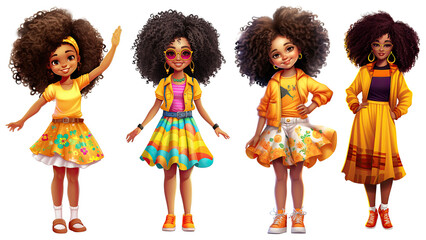 Afro girl sublimation. Joyful expression, vibrant clothing