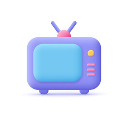 Poster - vintage retro tv with antenna and switcher for channels. television, entertainment and multimedia co