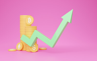 Poster - Stock arrow up growth icon. Investment and financial growth concept