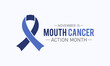 Mouth cancer action month is observed every year in november. November is mouth cancer action month. Vector template for banner, greeting card, poster with background. Vector illustration.