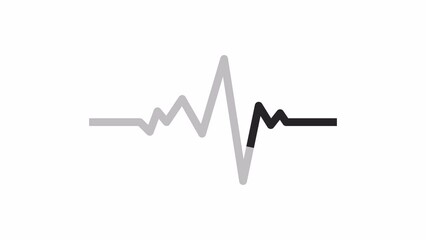 Poster - Heart rhythm black and white loading animation. Pulse line outline 2D cartoon preloader, flat ui element 4K video loader motion graphic. Cardiac frequency. Heartbeat ekg waiting animated indicator gif