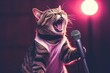 Singing Cats, Disco of 80s, Concert of 90s, Karaoke with Kittens, Abstract Generative AI Illustration