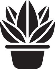 Sticker - Vector design of a potted black plant icon on a white background