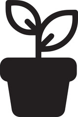 Poster - Vector design of a potted black plant icon on a white background