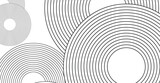 Fototapeta  - Abstract black and white vector featuring circles and lines interlocking on a white background
