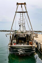 Poster - Ship parked on the coast of Umag, Croatia