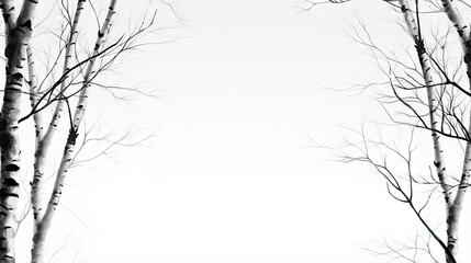 Poster -  a black and white photo of trees with no leaves on them.  generative ai