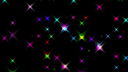 Wall Mural - illustrative animation of colorful sparks shining on the empty black background