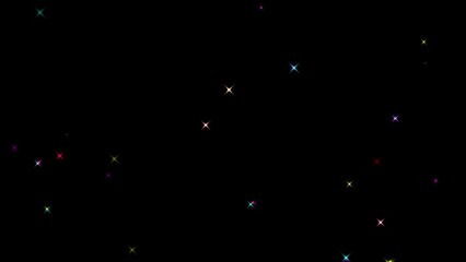 Wall Mural - illustrative animation of colorful sparks shining on the empty black background